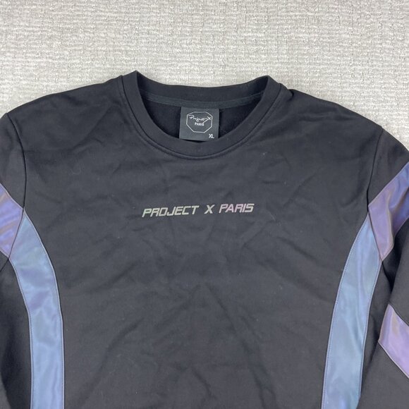 PROJECT X PARIS Sweater fleece Pullover Reflective Logo Black & Purple Men' XL - Picture 7 of 16